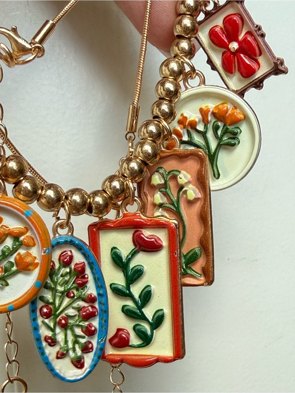 Gold Floral Multi-Pendant Necklace - Women Jewelry - Picture 4 of 5